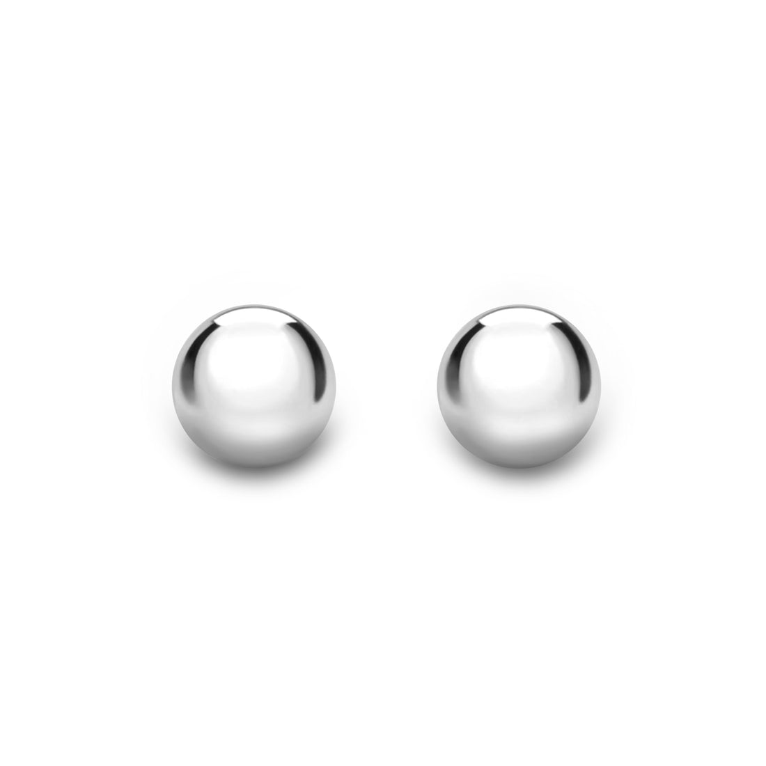 9ct White Gold Ball Stud Earrings — Various Sizes