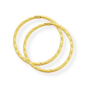 9ct. Yellow Gold 14mm Thin Diamond-cut Hinged Sleeper Earrings