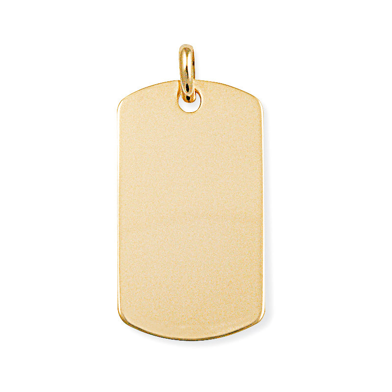 9ct. Yellow Gold Rectangular Dog Tag Pendant - Robert Anthony Jewellers, Edinburgh