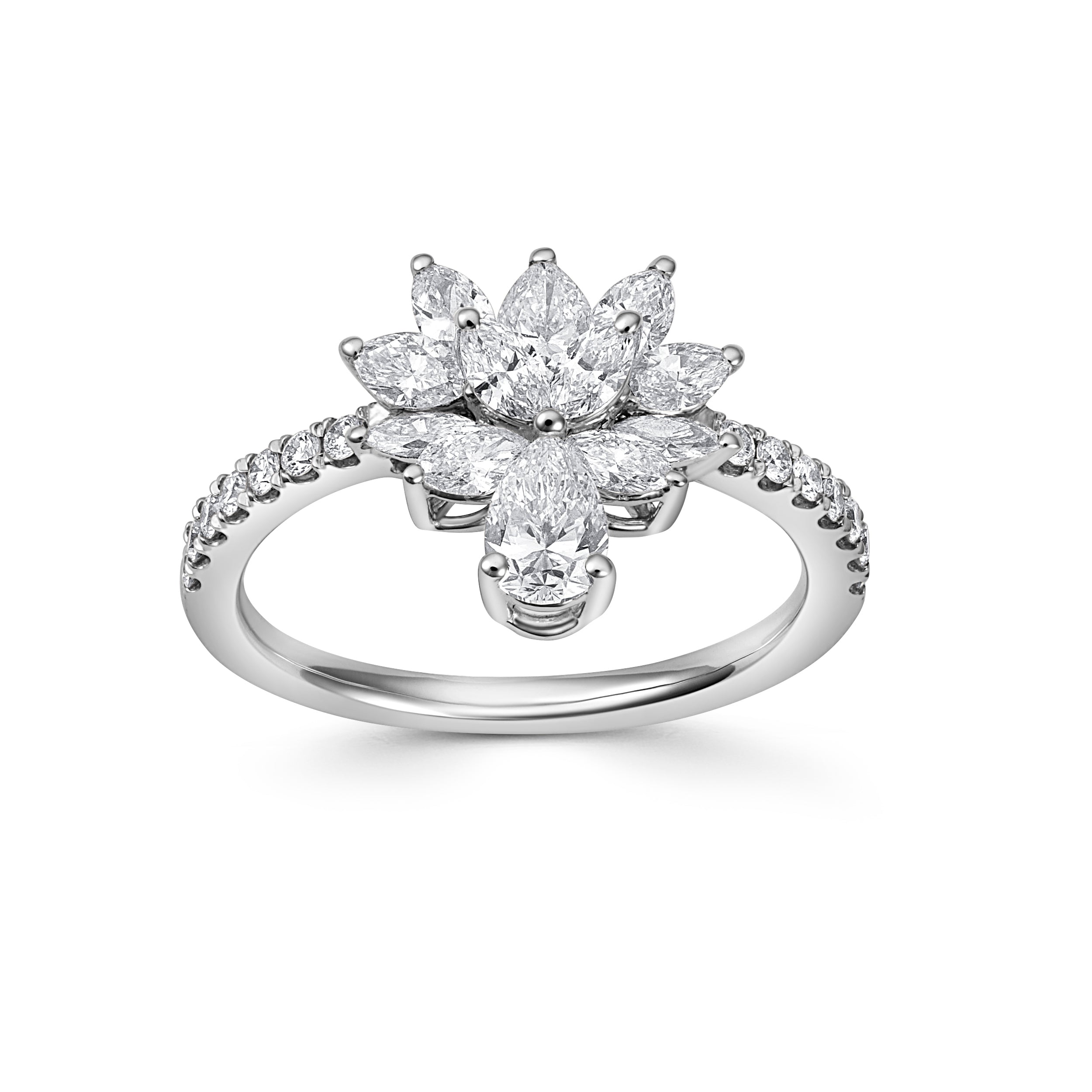 Marquise and Pear Diamond Cluster Ring