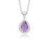 9CT White Gold Pear Shaped Amethyst Pendant with Diamond Halo - Robert Anthony Jewellers, Edinburgh