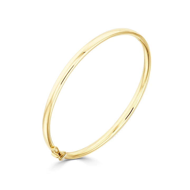 9CT Gold 4mm Oval Solid Bangle - Robert Anthony Jewellers, Edinburgh