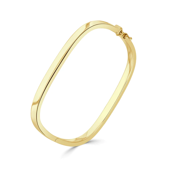 9CT Gold 4mm TV Shape Solid Bangle - Robert Anthony Jewellers, Edinburgh