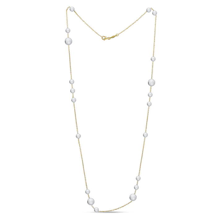 9CT Yellow Gold Chain Necklace with White Gold Polished Flat Discs - Robert Anthony Jewellers, Edinburgh