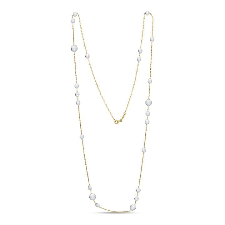 9CT Yellow Gold Chain Necklace with White Gold Polished Flat Discs - Robert Anthony Jewellers, Edinburgh