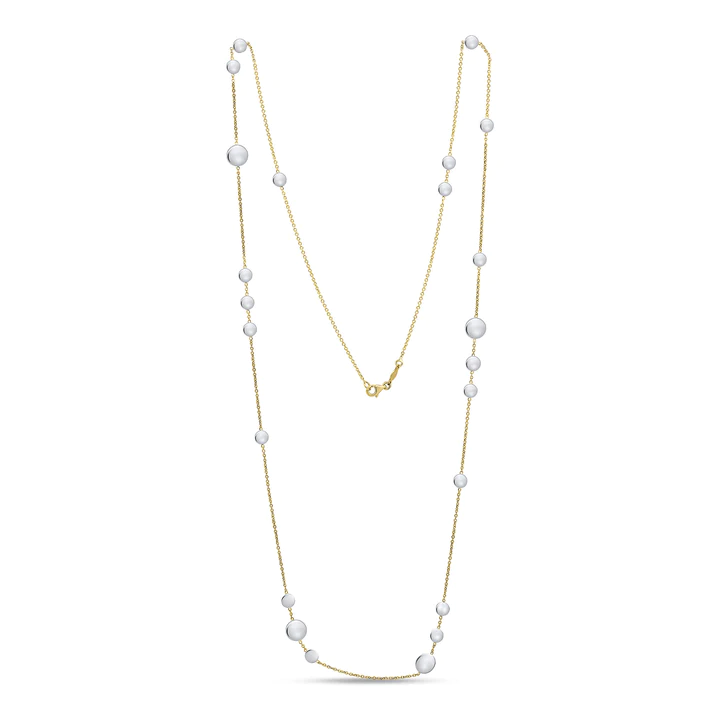 9CT Yellow Gold Chain Necklace with White Gold Polished Flat Discs