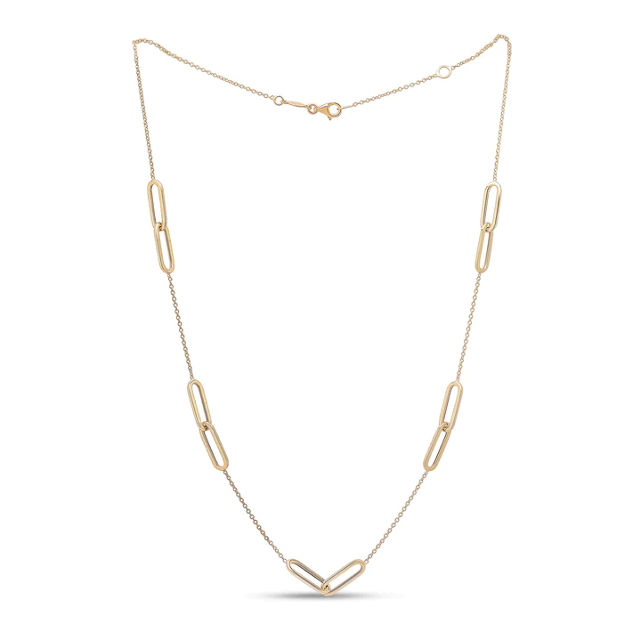 9CT Yellow Gold Double Oval & Chain Necklace - Robert Anthony Jewellers, Edinburgh