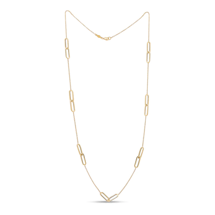 9CT Yellow Gold Double Oval & Chain Necklace - Robert Anthony Jewellers, Edinburgh