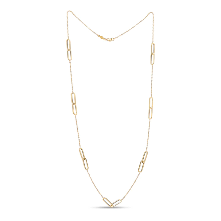 9CT Yellow Gold Double Oval &amp; Chain Necklace