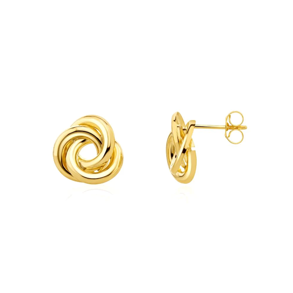 9CT Yellow Gold Flat Loop Knot Stud Earrings - Robert Anthony Jewellers, Edinburgh