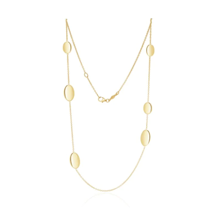9CT Yellow Gold Flat Oval & Chain - Robert Anthony Jewellers, Edinburgh