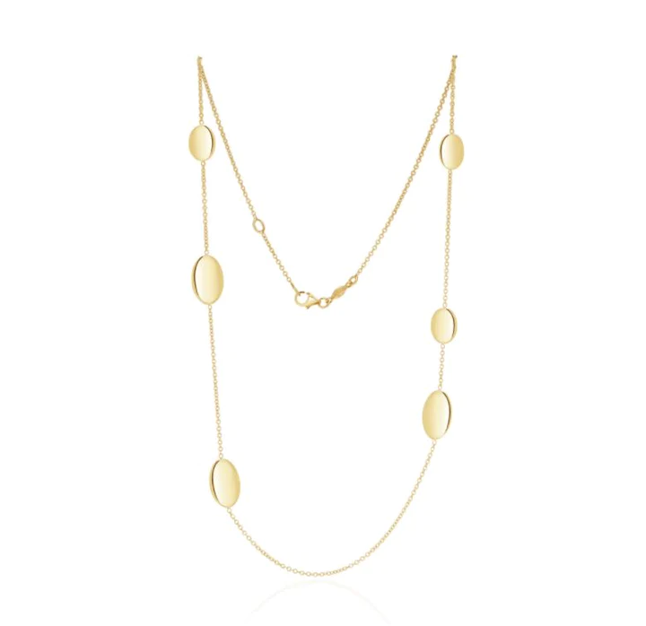 9CT Yellow Gold Flat Oval &amp; Chain - Robert Anthony Jewellers, Edinburgh