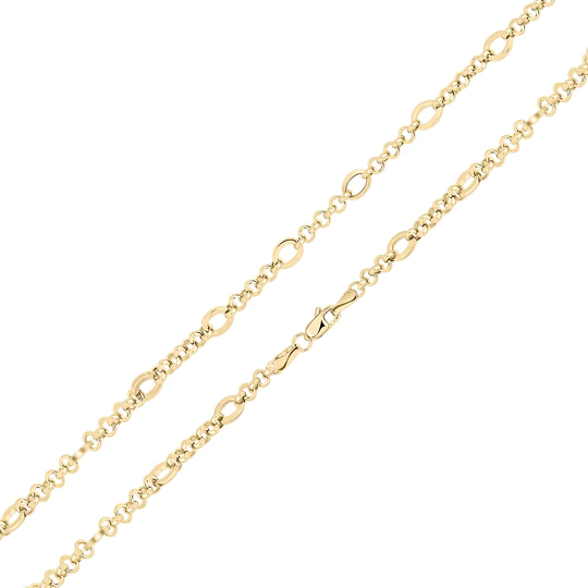 9CT Yellow Gold Handmade Oval Round Figaro Chain - Robert Anthony Jewellers, Edinburgh