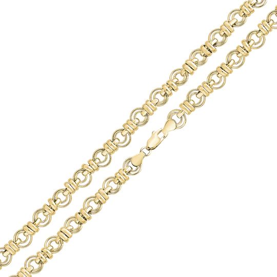 9CT Yellow Gold Handmade 8mm Linked Circles Chain Bracelet