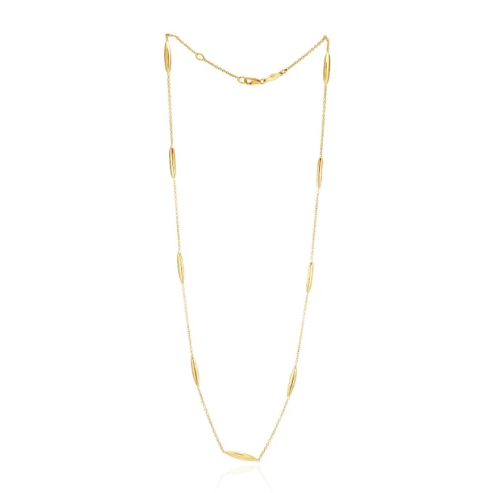 9CT Yellow Gold Marquise &amp; Chain Necklace