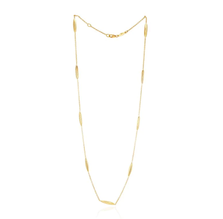 9CT Yellow Gold Marquise &amp; Chain Necklace - Robert Anthony Jewellers, Edinburgh