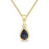 9CT Gold Pear Shaped Sapphire Rubover Pendant (6x4mm) - Robert Anthony Jewellers, Edinburgh