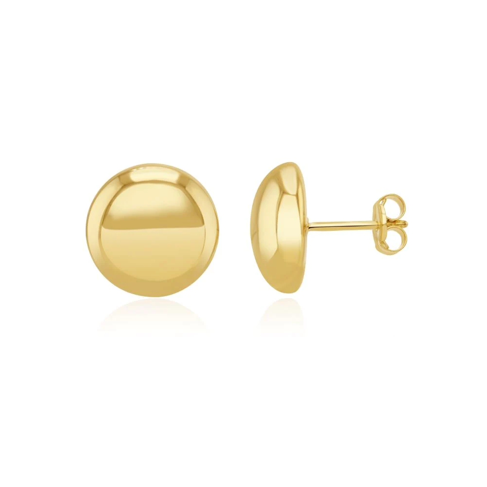 9CT Yellow Gold Polished Button Stud Earrings - Robert Anthony Jewellers, Edinburgh