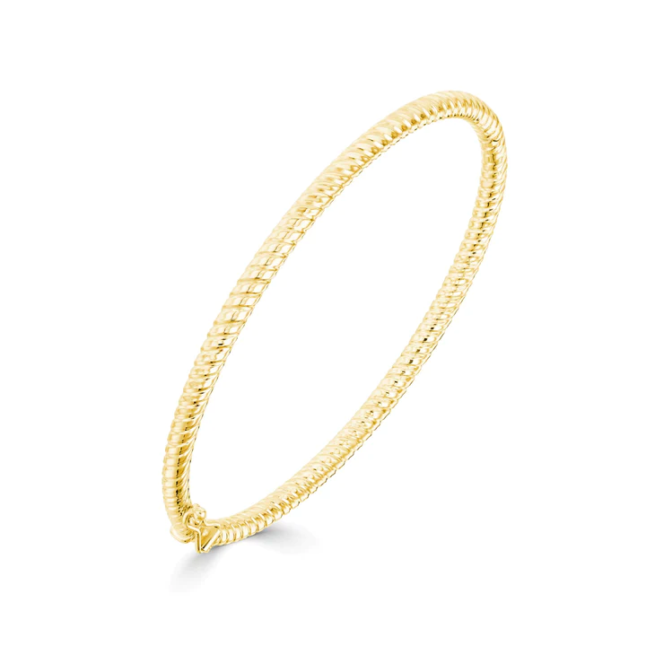 9CT Gold Round Twist Solid Bangle - Robert Anthony Jewellers, Edinburgh