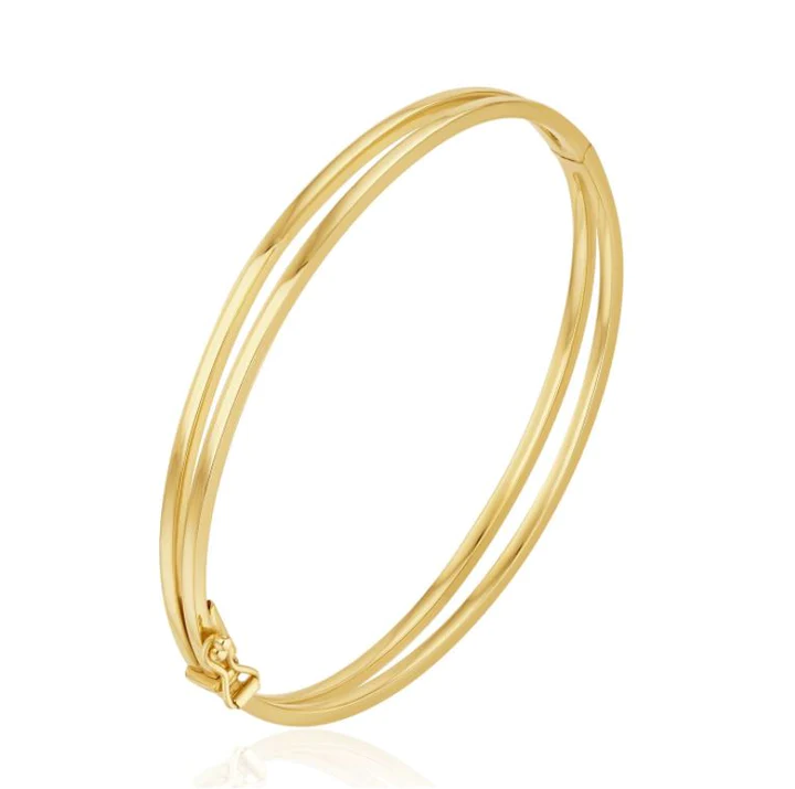 9CT Yellow Gold Row Tapered Hinged Bangle - Robert Anthony Jewellers, Edinburgh