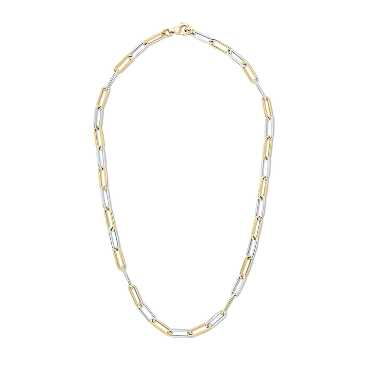 9CT Yellow & White Gold Paper Chain Necklace - Robert Anthony Jewellers, Edinburgh