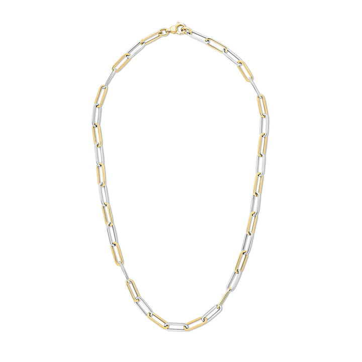 9CT Yellow &amp; White Gold Paper Chain Necklace - Robert Anthony Jewellers, Edinburgh