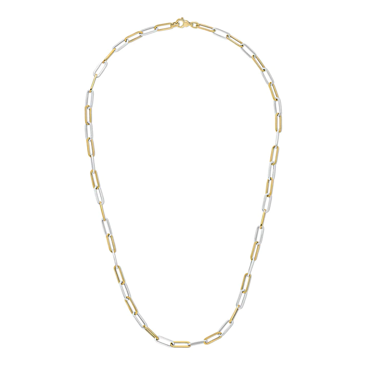 9CT Yellow & White Gold Paper Chain Necklace - Robert Anthony Jewellers, Edinburgh