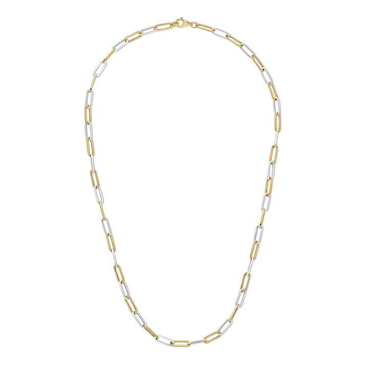 9CT Yellow &amp; White Gold Paper Chain Necklace