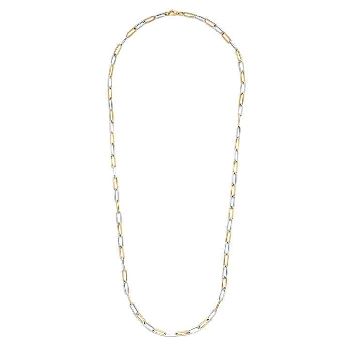 9CT Yellow &amp; White Gold Paper Chain Necklace