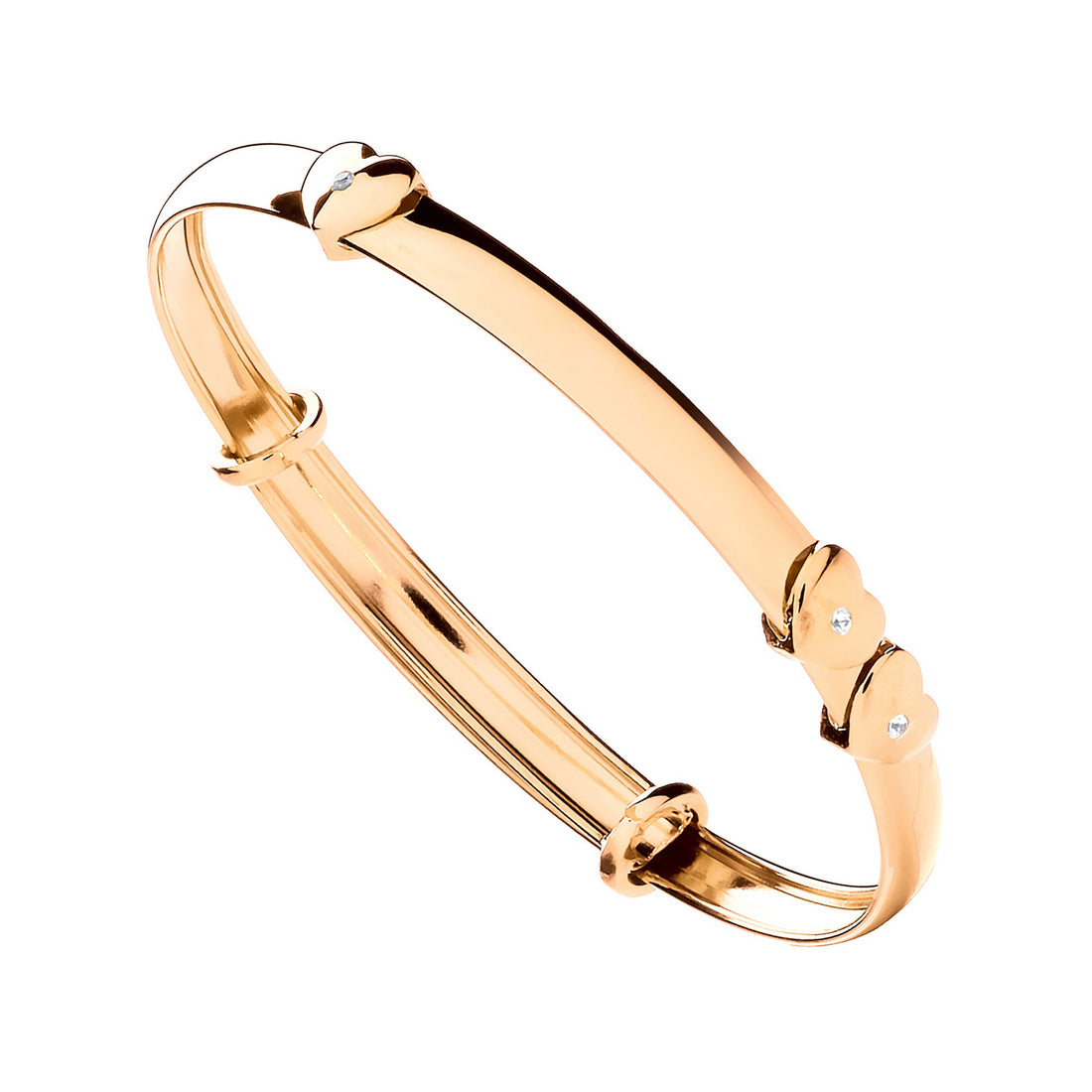 9CT Yellow Gold Expandable Baby Bangle with Floating CZ Heart - Robert Anthony Jewellers, Edinburgh