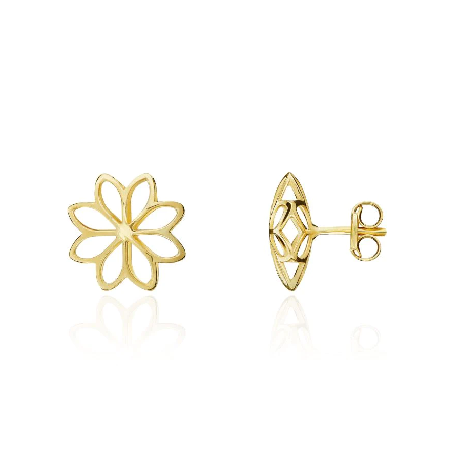 9CT Yellow Gold Open Flower Earrings (11mm) - Robert Anthony Jewellers, Edinburgh