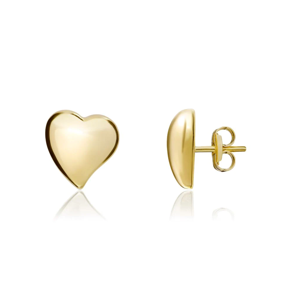 9CT Yellow Gold Polished Heart Stud Earrings (6.5x6mm) - Robert Anthony Jewellers, Edinburgh