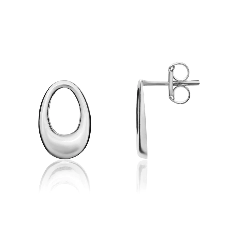9CT White Gold Open Oval Stud Earrings (11x7mm) - Robert Anthony Jewellers, Edinburgh