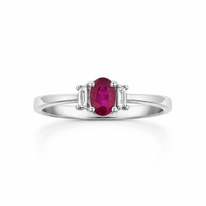 Elegant Ruby &amp; Diamond Three-Stone Ring 18ct