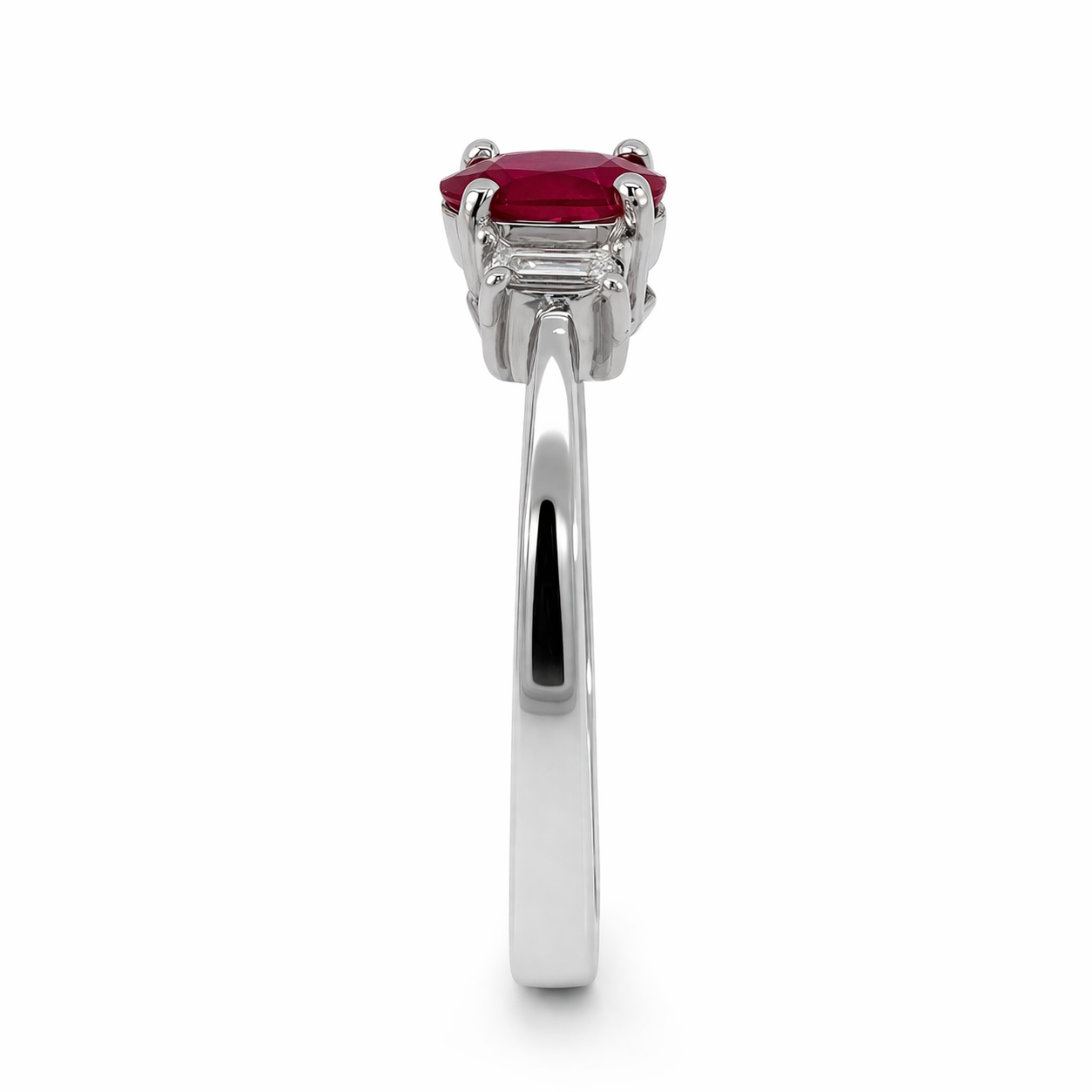 Elegant Ruby &amp; Diamond Three-Stone Ring 18ct