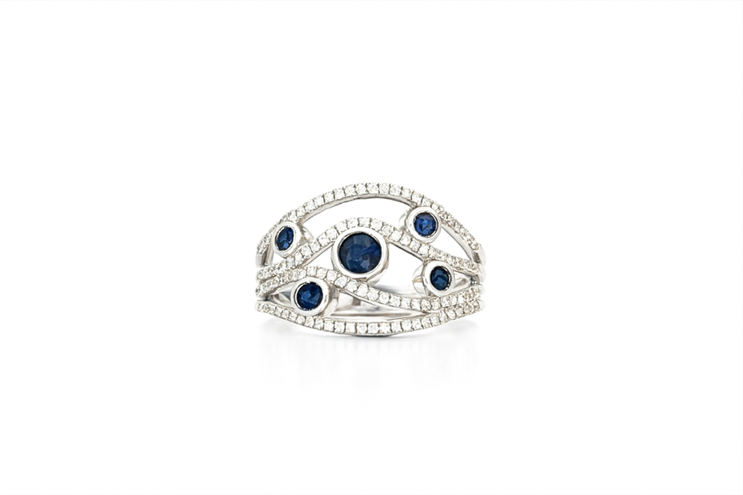 9ct White Gold Sapphire Bubble Ring