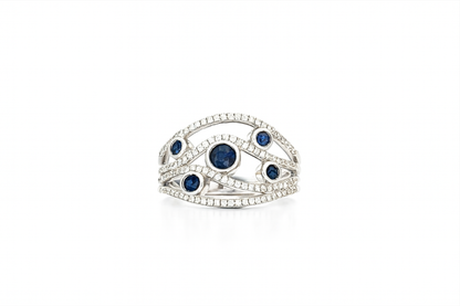 9ct White Gold Sapphire Bubble Ring