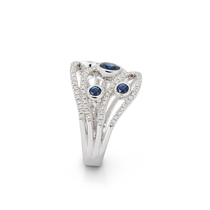 9ct White Gold Sapphire Bubble Ring