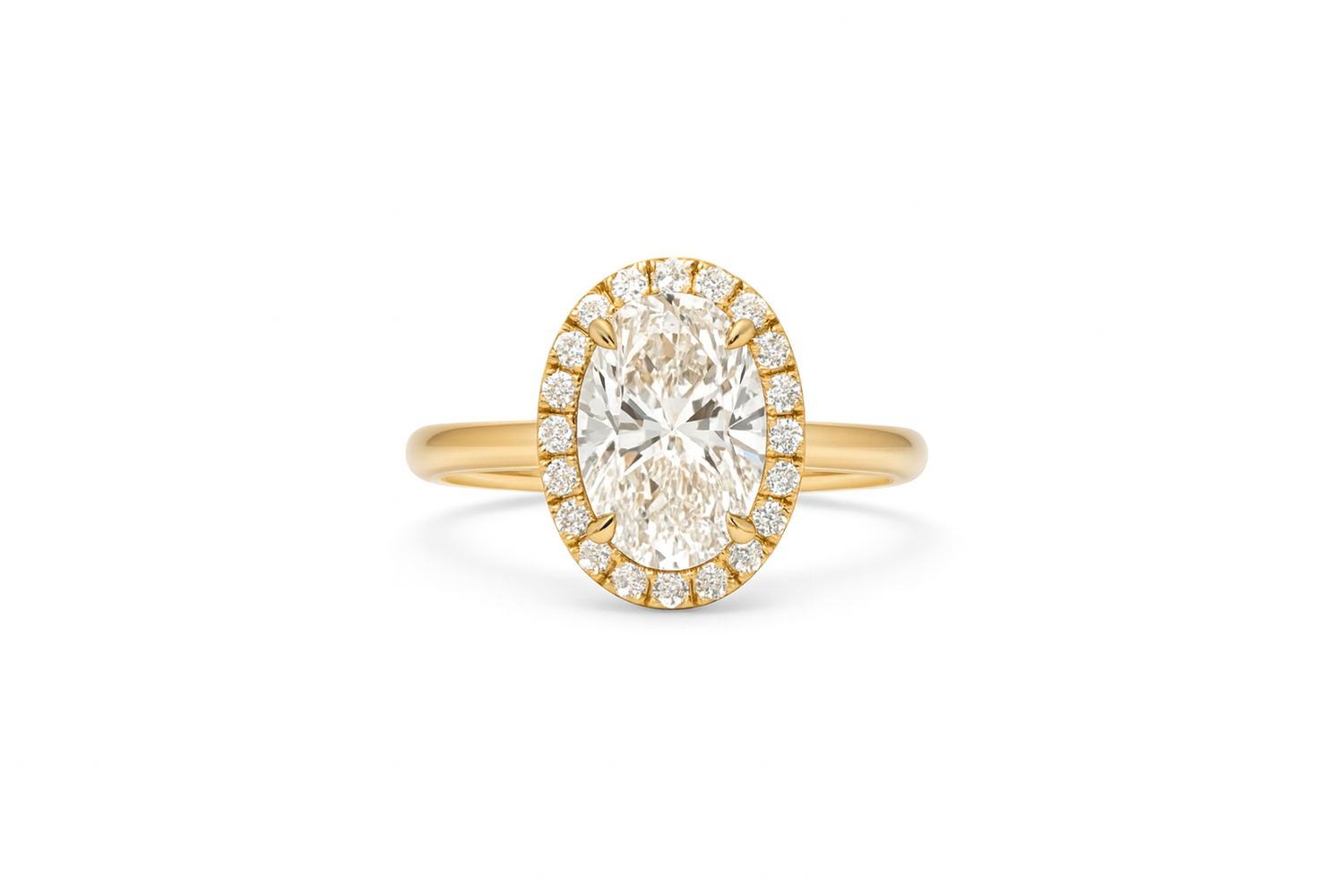 oval-Cut Lab Diamond Halo Ring 18ct Yellow Gold
