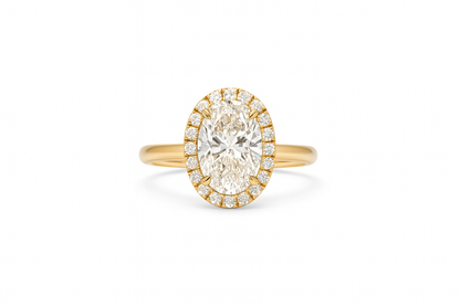 oval-Cut Lab Diamond Halo Ring 18ct Yellow Gold