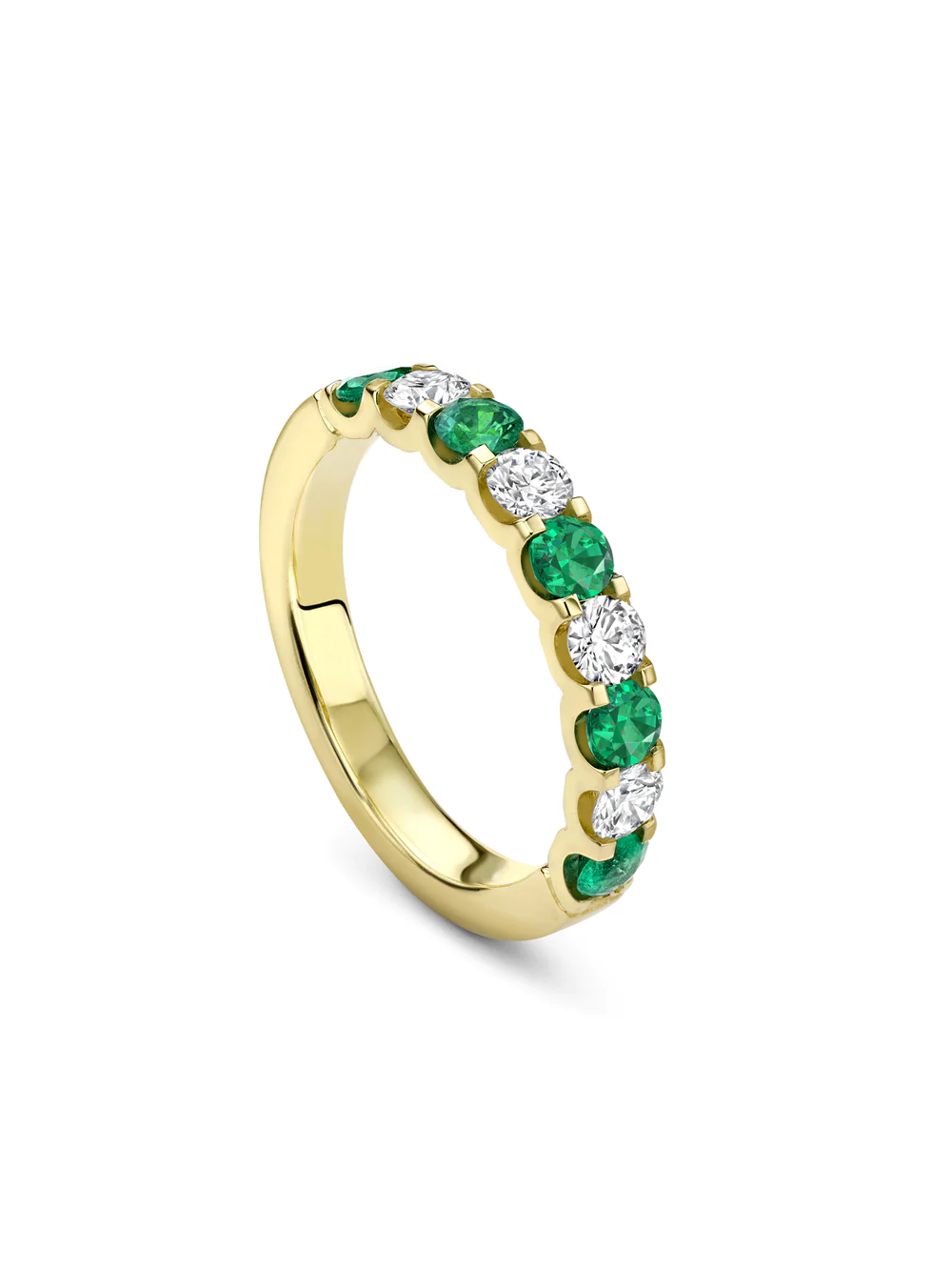 Classic Emerald and Diamond Yellow Gold Eternity Ring - Robert Anthony Jewellers, Edinburgh