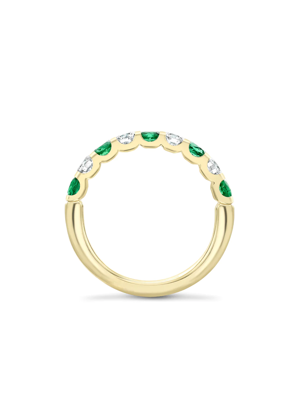 Classic Emerald and Diamond Yellow Gold Eternity Ring