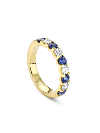 Classic Sapphire and Diamond Yellow Gold Eternity Ring