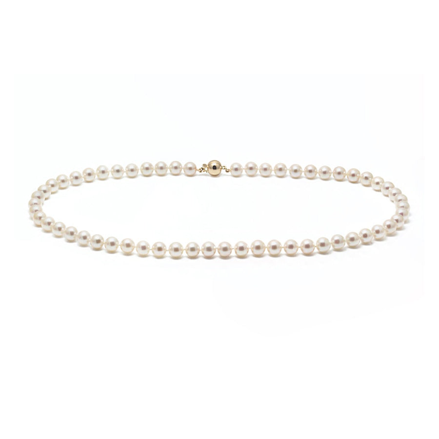 Akoya Cultured Pearl Necklace with 9CT Yellow Gold Ball Clasp