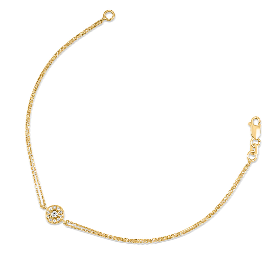 Chain Bracelet Round Diamond in Yellow Gold Bezel Setting