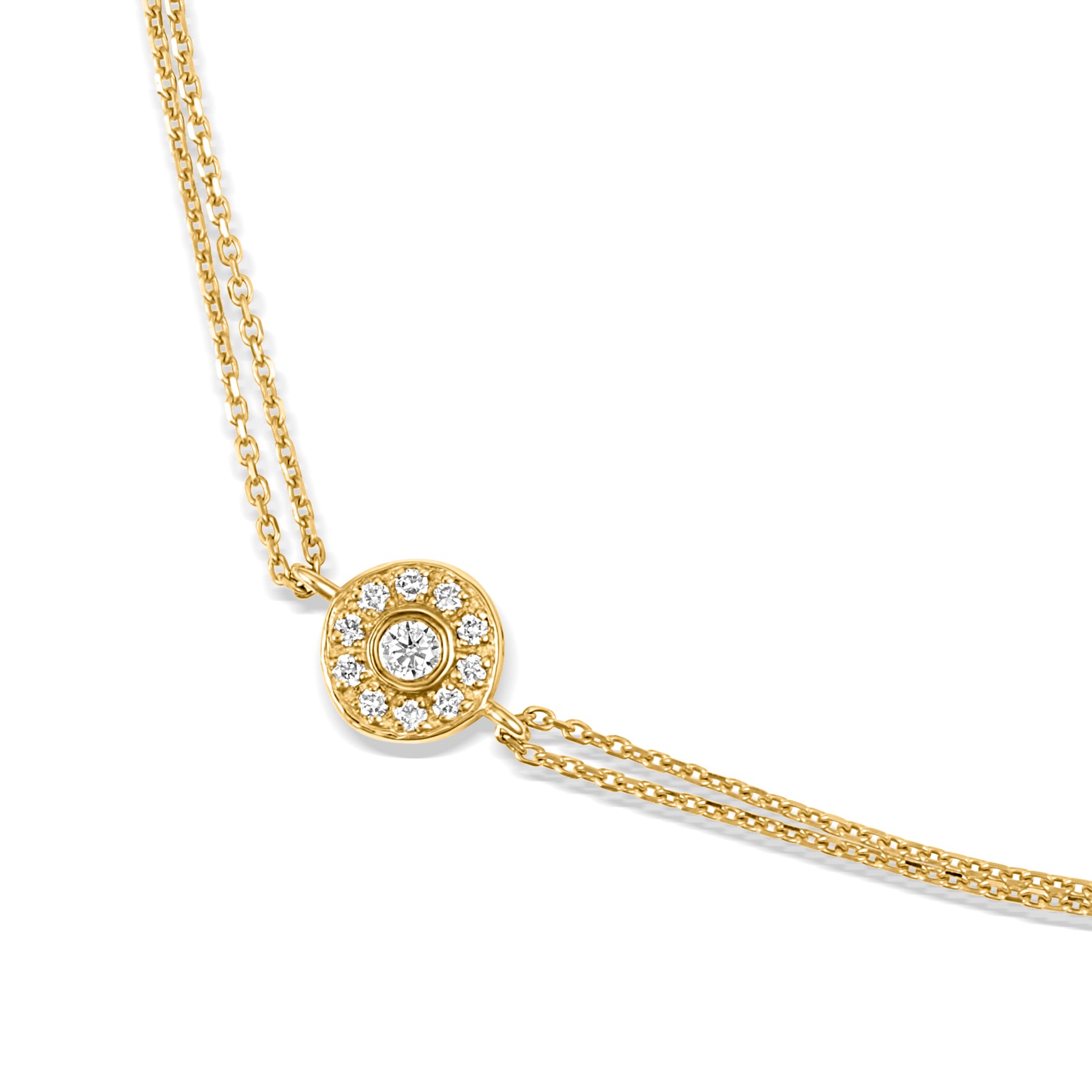 Chain Bracelet Round Diamond in Yellow Gold Bezel Setting