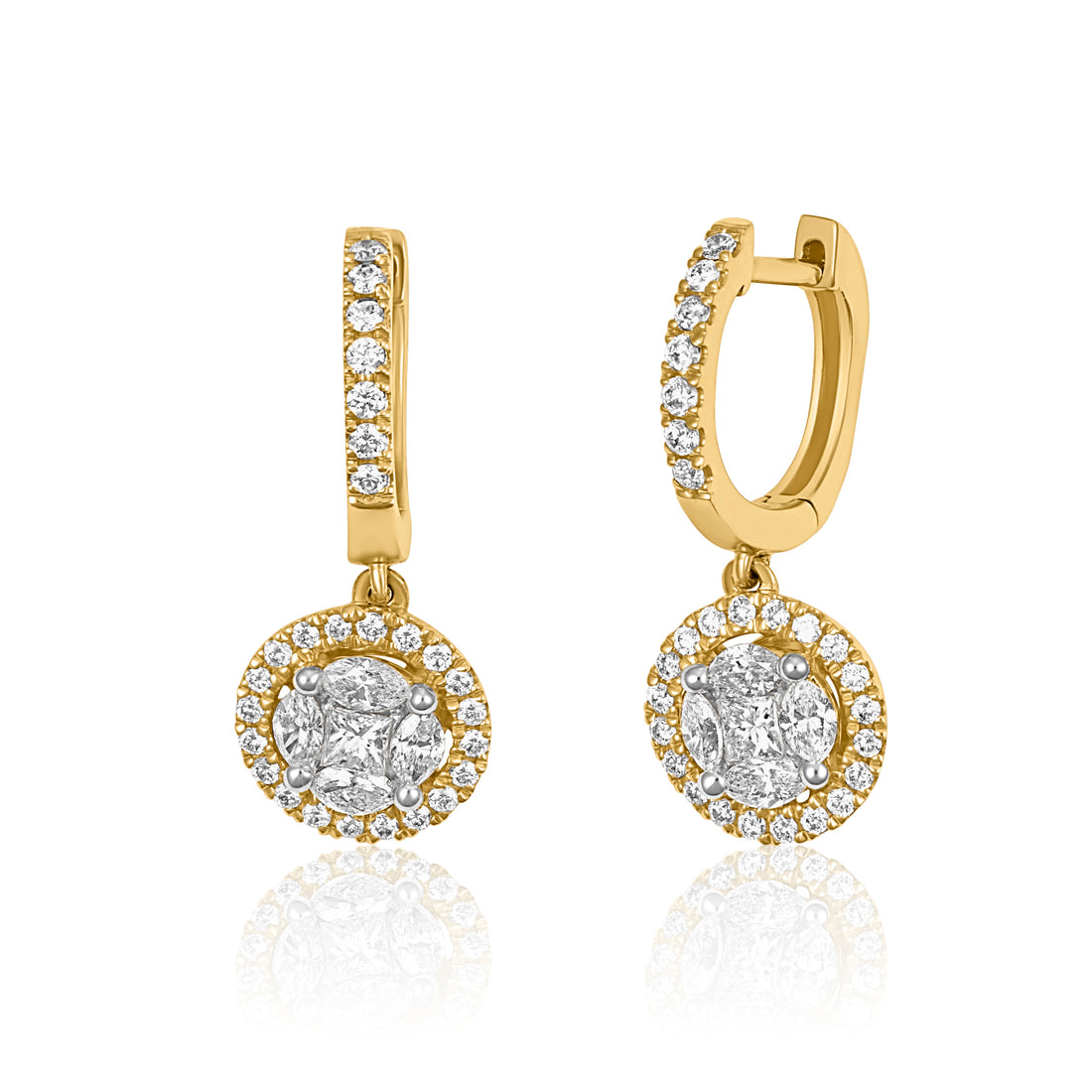 Diamond Halo Eternity Hoop Drop Earrings - Robert Anthony Jewellers, Edinburgh