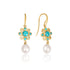 9ct Gold Turquoise and Pearl Drop Earrings - Robert Anthony Jewellers, Edinburgh