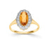 9CT Yellow Gold Citrine Oval with Diamond Halo Ring - Robert Anthony Jewellers, Edinburgh