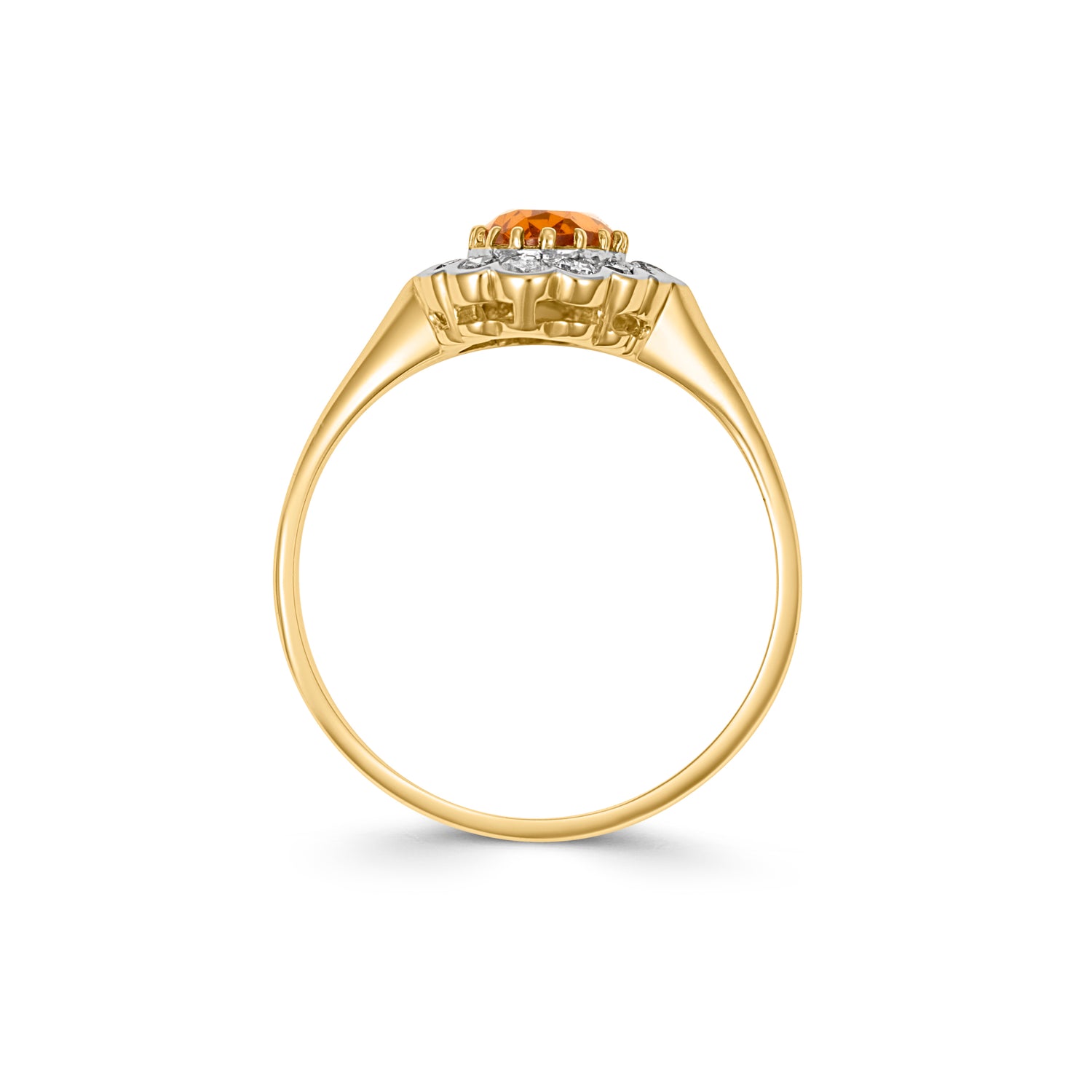 9CT Yellow Gold Citrine Oval with Diamond Halo Ring